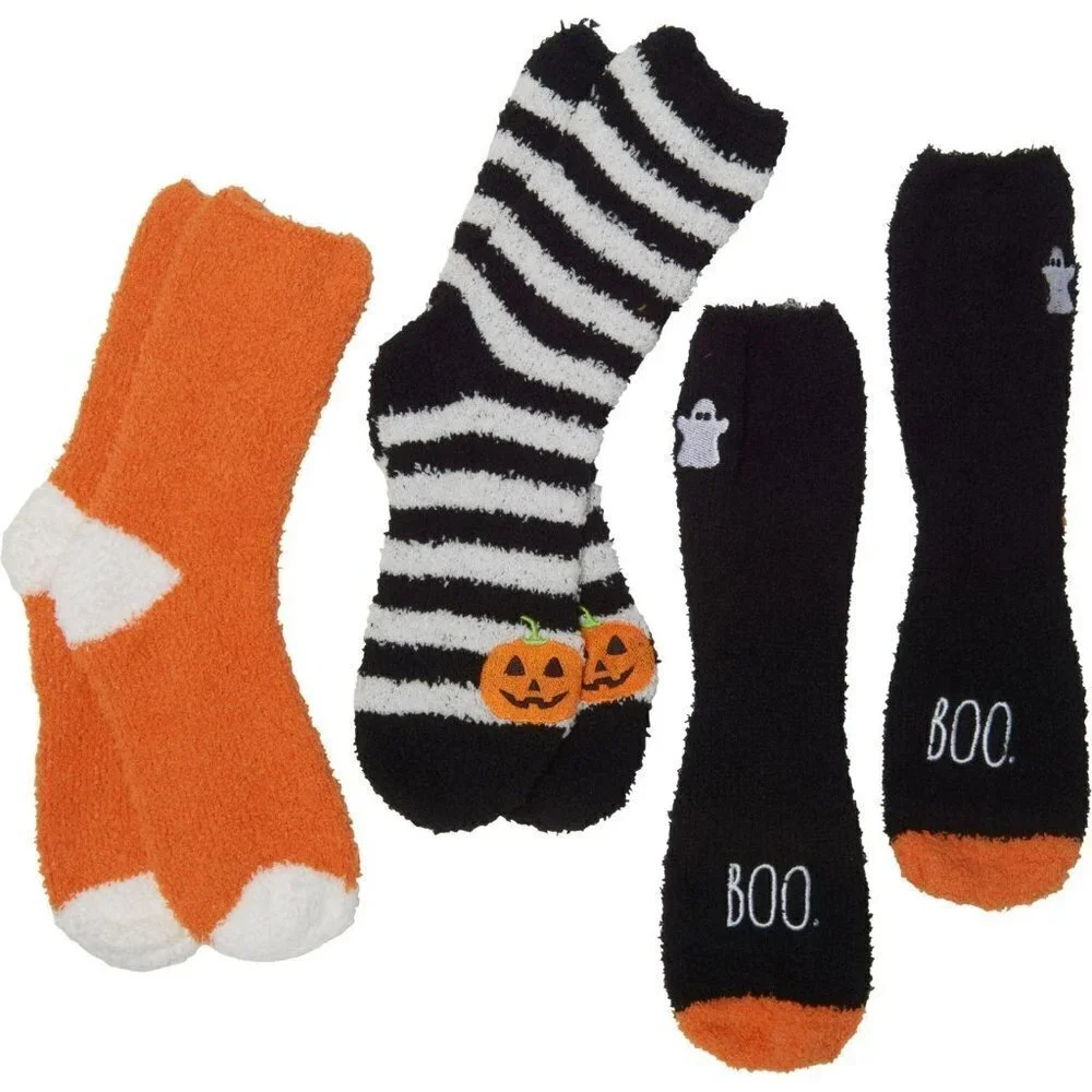NWT Rae Dunn Women's 3-Pack Soft Plush Halloween Candy Witch Cozy Crew Socks